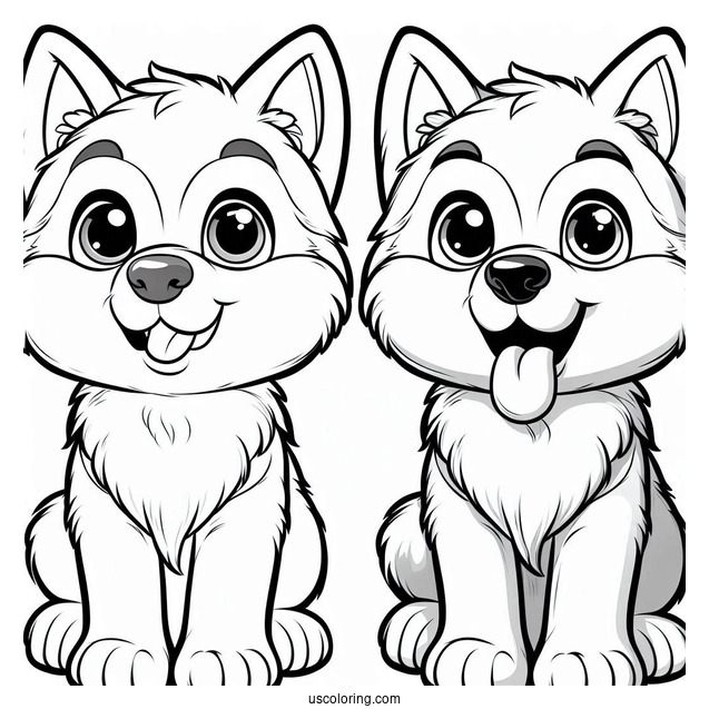 Husky Puppy With Tongue Out Coloring Page