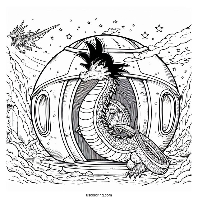 Dragon Emerging Outside Of Goku s Capsule House