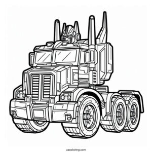 Easy Optimus Prime Coloring Page Outline For Preschoolers