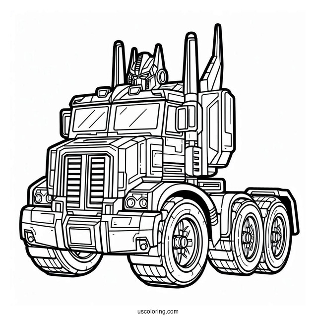 Easy Optimus Prime Coloring Page Outline For Preschoolers