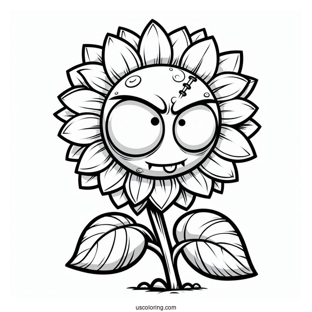 Plants Vs Zombies Sunflower Coloring Page