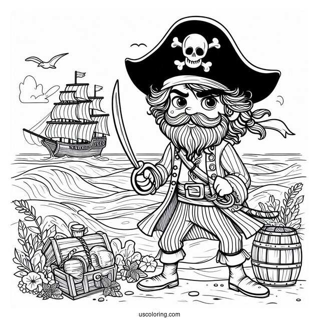 Davy Jones Pirate Coloring Page