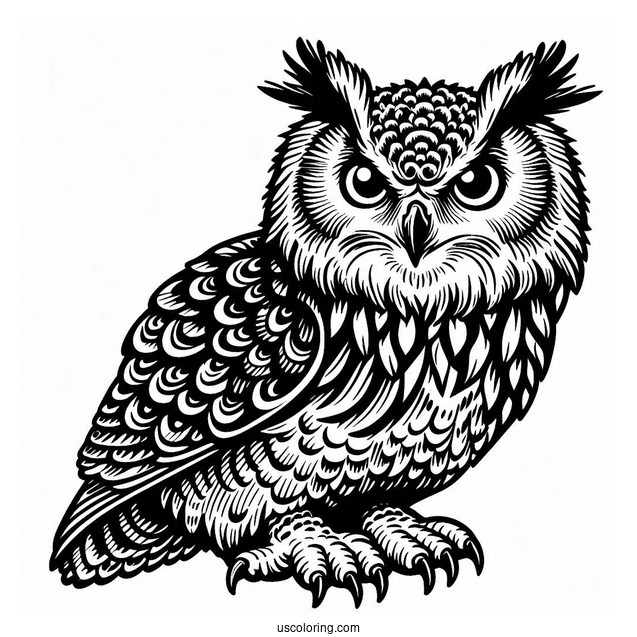 Eurasian Eagle-Owl Coloring Sheet
