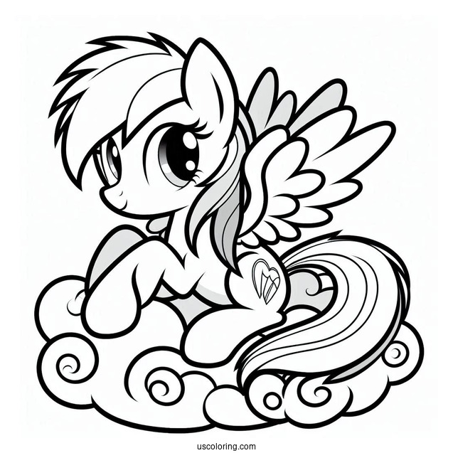 Rainbow Dash With Folded Wings On Cloud