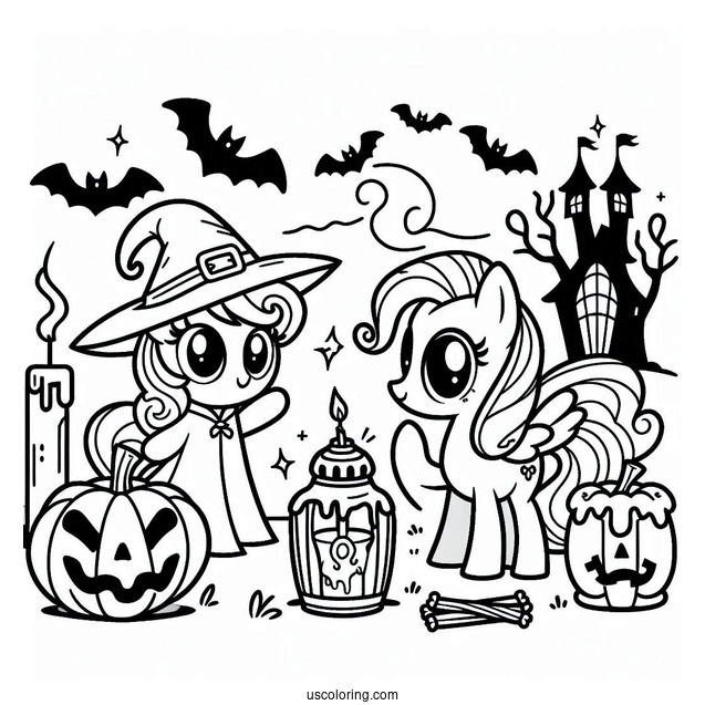 Halloween Themed My Little Pony Coloring Sheet