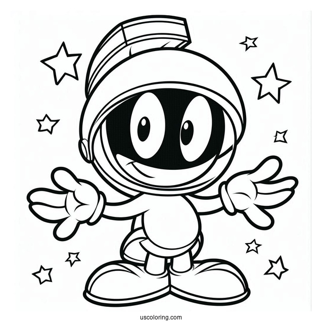Marvin The Martian Outline Coloring Sheet For Preschoolers