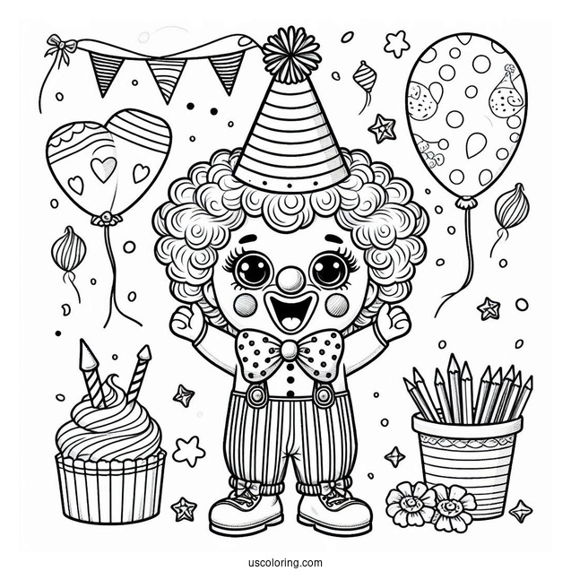Party Clown with Big Pants Coloring In