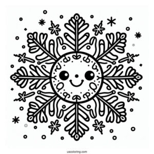 Easy Smiling Snowflake Coloring Page for Preschoolers