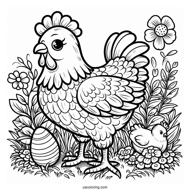 Farm Chicken To Color