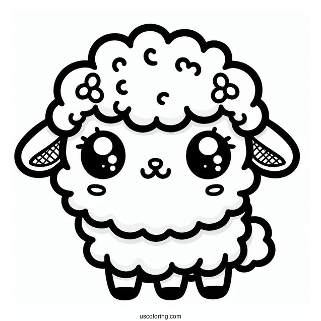 Kawaii Baby Sheep Coloring For Preschoolers