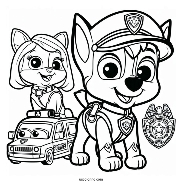 Coloring Picture Of Chase With Police Badges