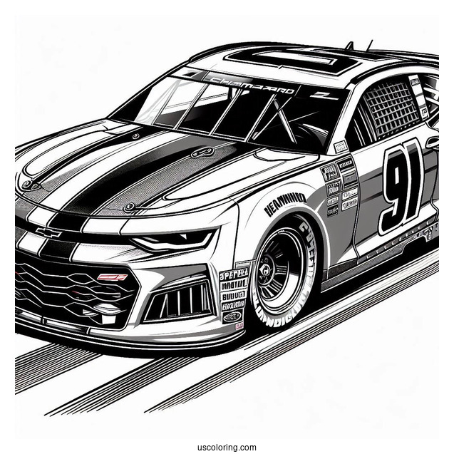 Chevrolet Camaro Wonder NASCAR Coloring Page