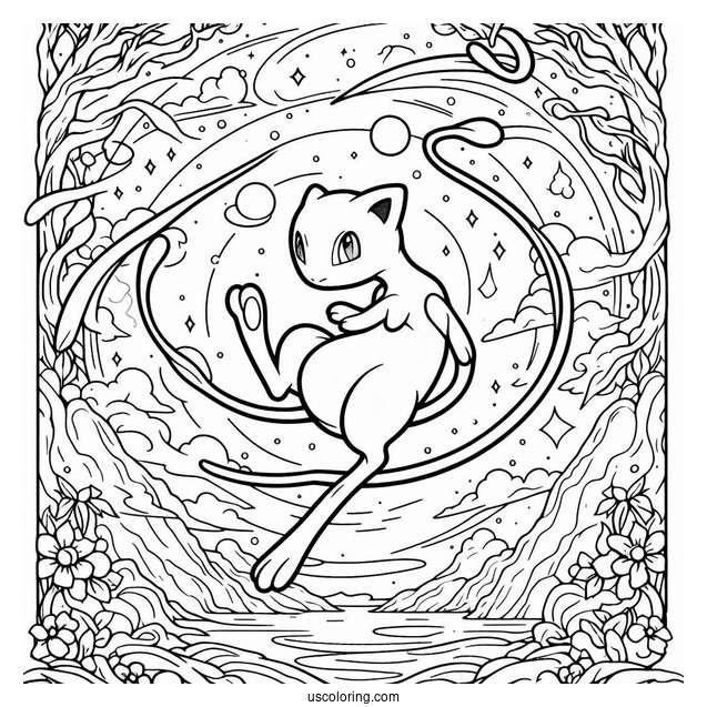 Mew Coloring Page Psywave Pokemon Card