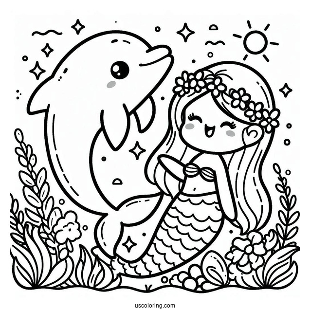 Kawaii Dolphin And Mermaid Picture