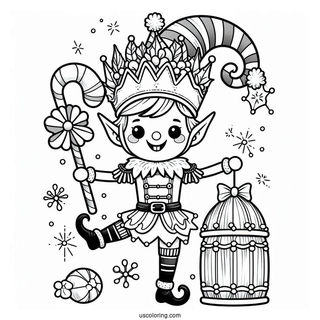 Elf Nutcracker Coloring Page