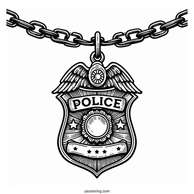 Hanging Police Officer Badge On Chain