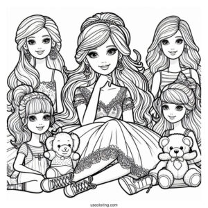 Barbie And Friends Coloring Sheet
