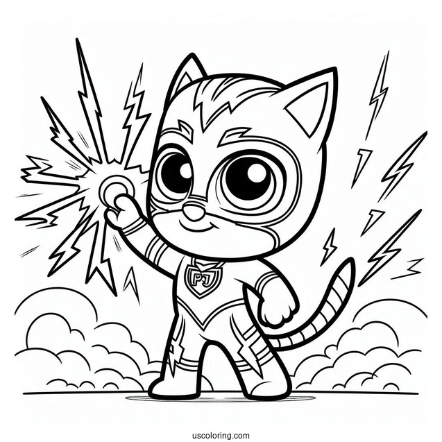 PJ Masks Coloring Page Of Catboy Using Lightning Powers