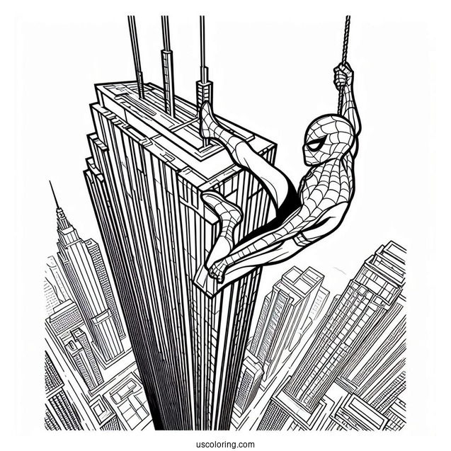 Spider-Man Scaling Skyscraper Coloring Page