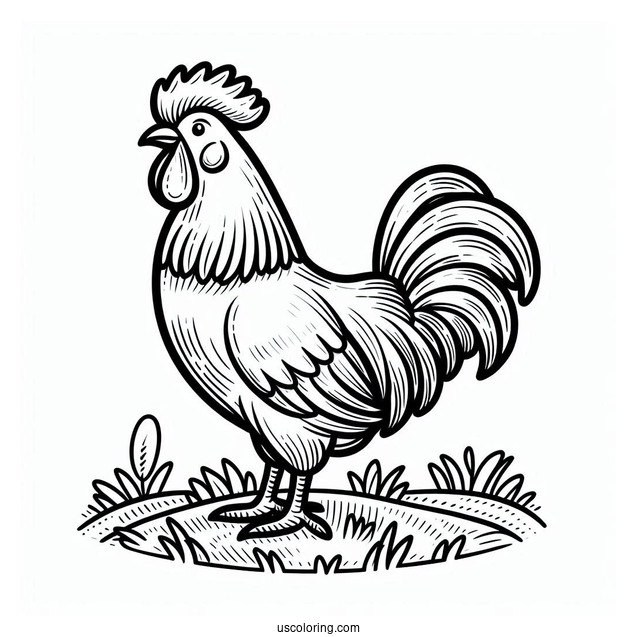 Farm Rooster Coloring Picture