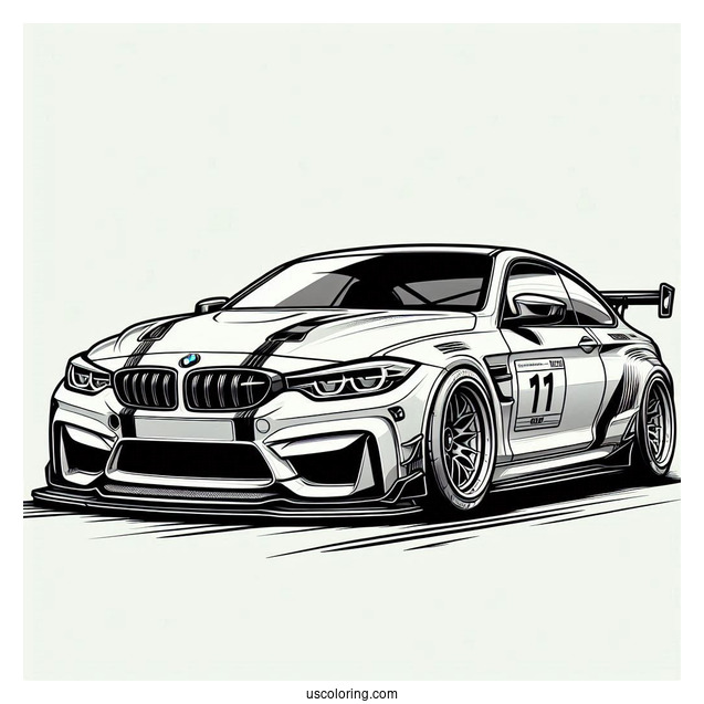 BMW Coloring Page M4 Race Car