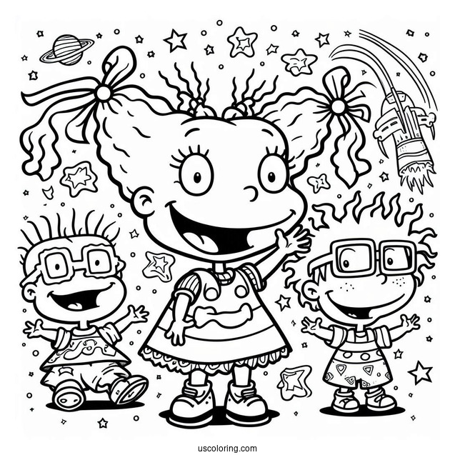 Rugrats Coloring Page Of Happy Angelika Pickles Waving