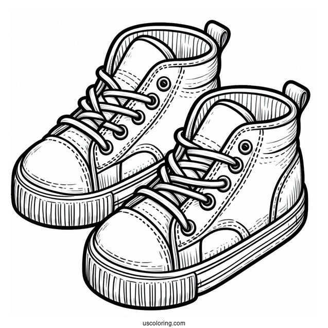 Outline Of Kid_s Rubber Shoes Coloring In