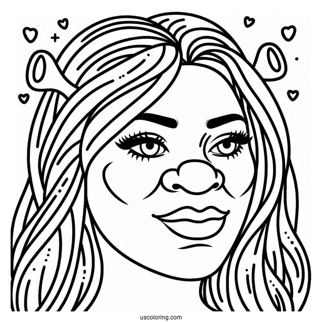 Shrek Face Coloring Page For Kids