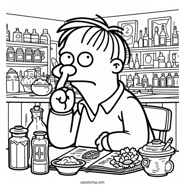 Simpsons Coloring Pages Of Ralph Wiggum Picking His Nose For Kids