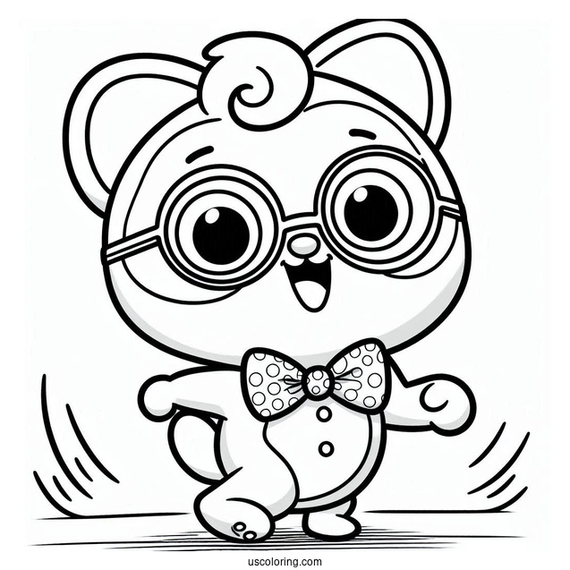 Pororo Coloring Page Of Harry With Bowtie Dancing