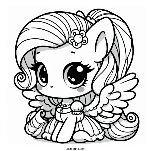 Cute Chibi Rarity Coloring Page For Preschoolers