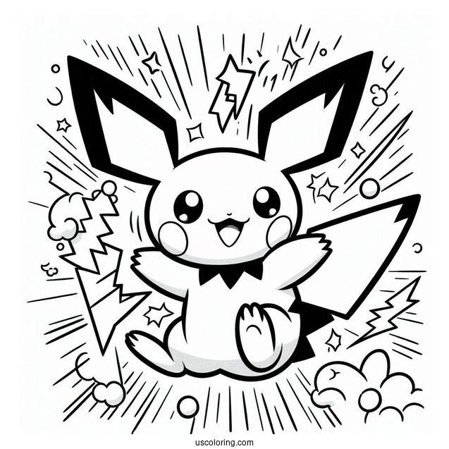 Zzzap Pichu Coloring Page Pokemon Card