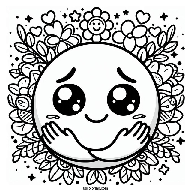 Hugging Face Emoji Coloring Page