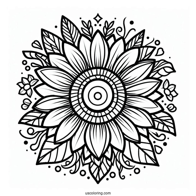 Flower Coloring Pages Of Sunflower Head Outline For Kids