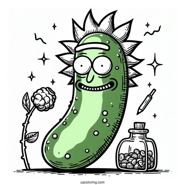 Pickle Rick Coloring Page
