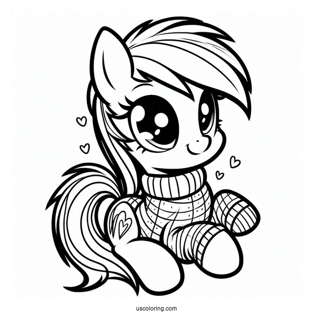 Cute Rainbow Dash Coloring Page Wearing A Sweater