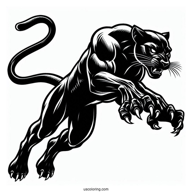 Black Panther In Attack Position Coloring