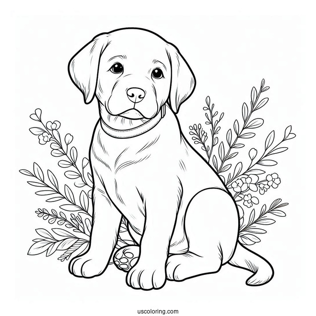 Labrador Puppy Coloring Sheet For Kids