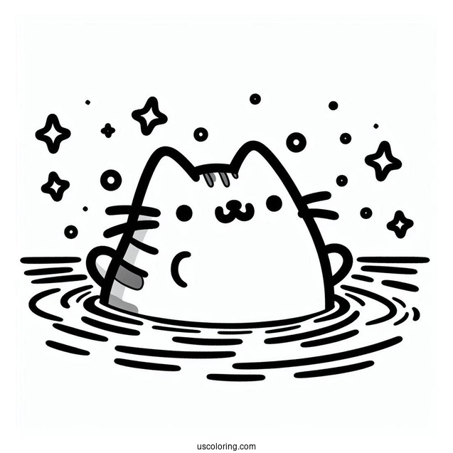 Pusheen Floating In The Water