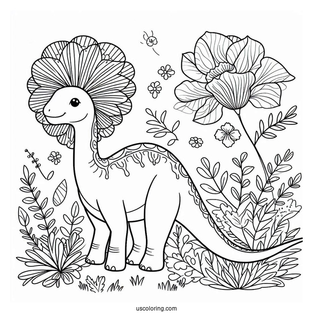 Cute Parasaurolophus Coloring Page For Kids