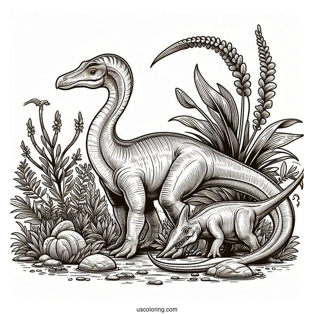 Corythosaurus And Parasaurolophus Coloring Page