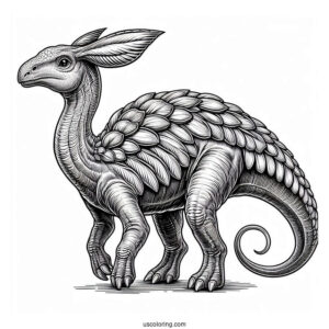 Realistic Parasaurolophus Coloring Page