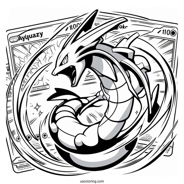 Rayquaza Spiral Rush Pokemon Card Coloring Sheet