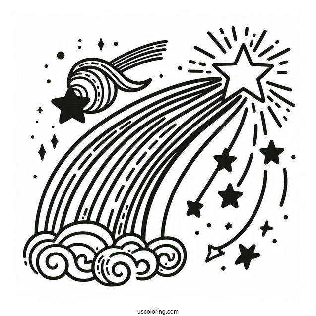 Rainbow Shooting Star Coloring Page