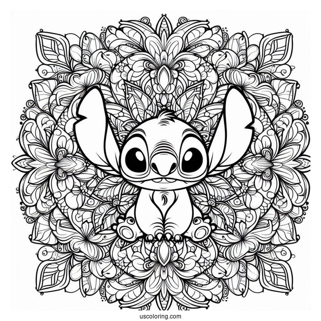 Lilo & Stitch Coloring Page Of Intricate Stitch Mandala