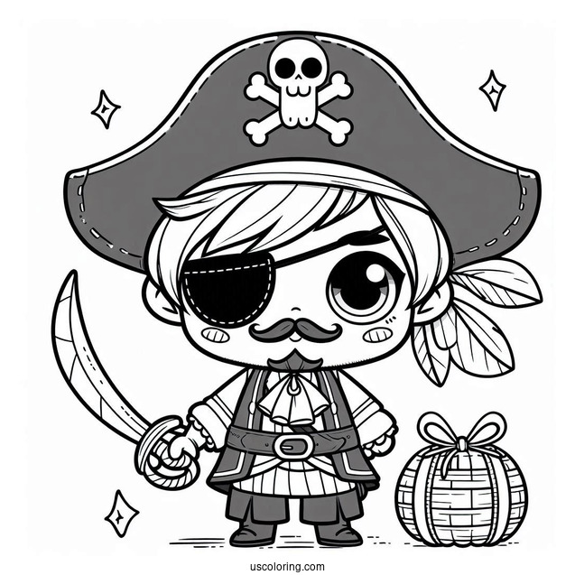 Cartoon Pirate Coloring Page With An Eyepatch For Kids