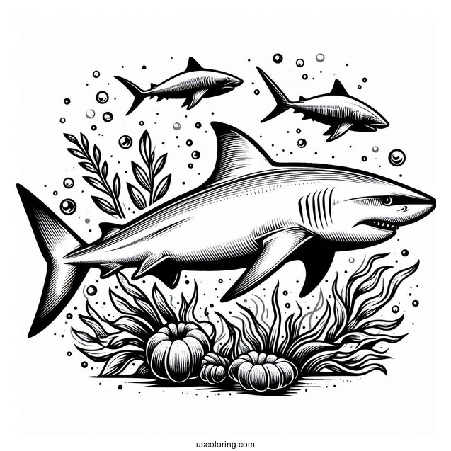 Blacktip Shark Coloring Page Family