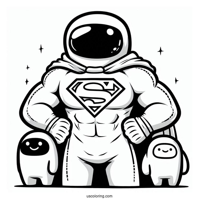 Among Us Superman Themed Coloring Page