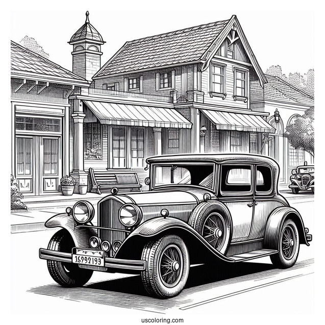 Vintage Porche Coloring Page