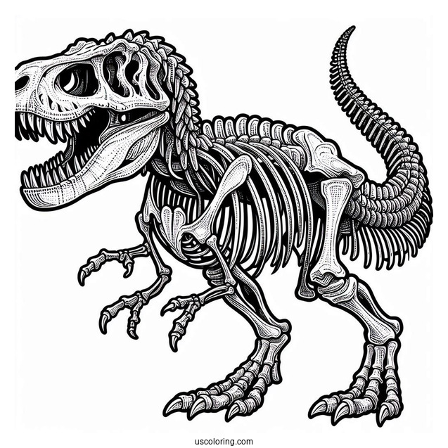 Tyrannosaurus Rex Skeleton Coloring Page